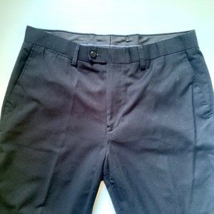 Louis Raphael Men’s Dress Pants 36x32 Tailored Fit Black Poly/Spandex